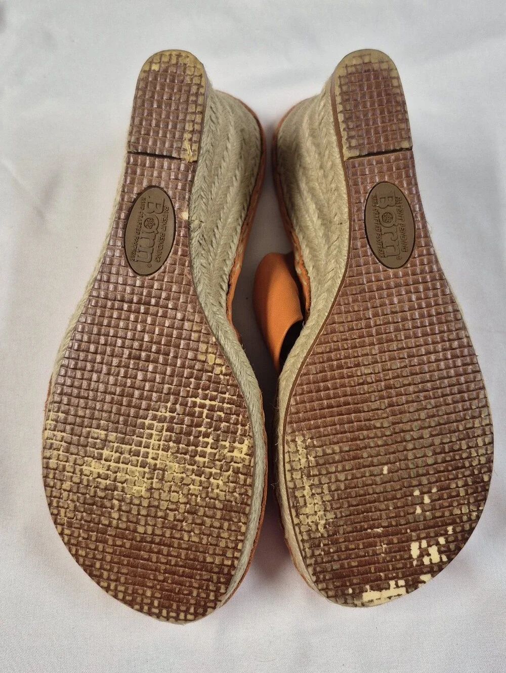 Born Cetina Orange Knotted Wedge Espadrille Sandals Size 8
